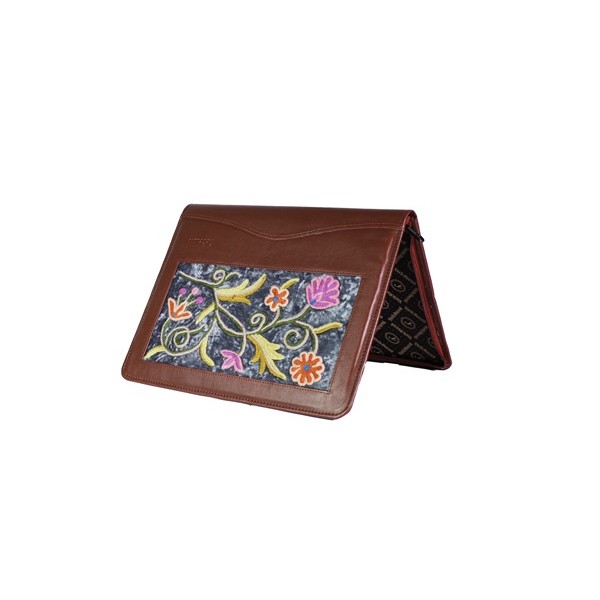 Embroidered Leather Tablet  Sleeve Bag