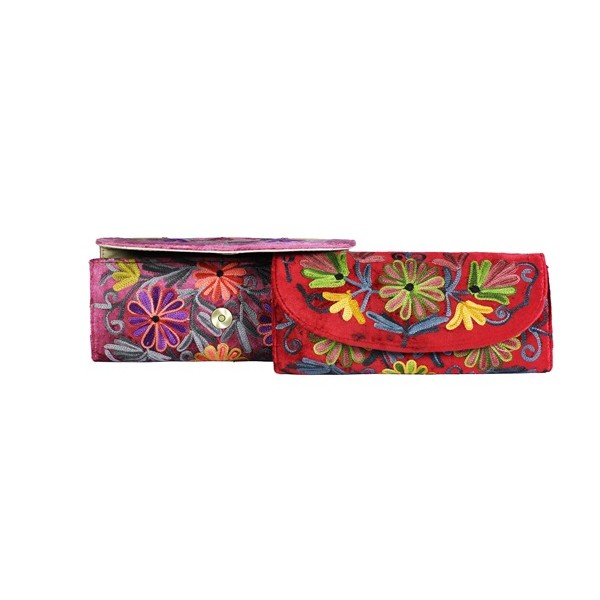 Vibrant Embroidered Clutch Wallet