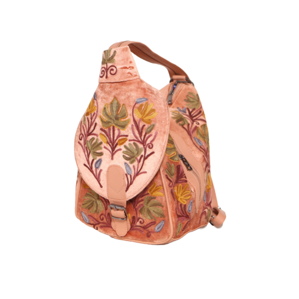 Beige Crewel Kashmiri Embroidery School Bags 