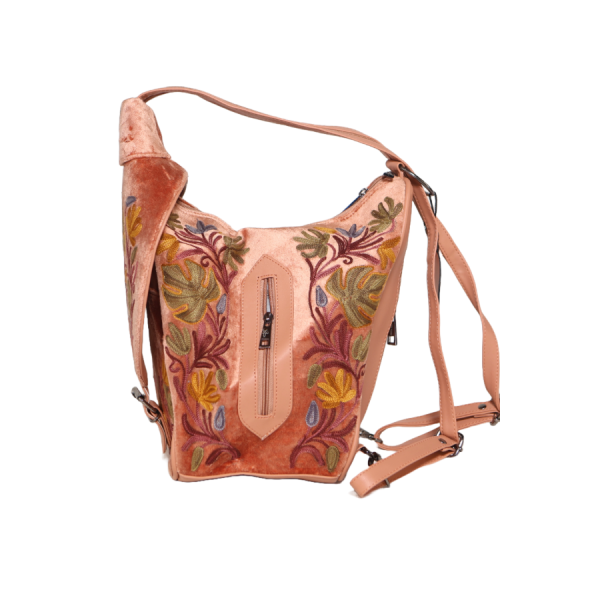 Beige Crewel Kashmiri Embroidery School Bags 