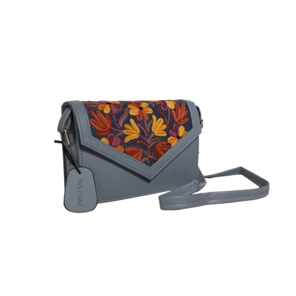 Coral Blossom Kashmiri Embroidered Floral Crossbody 