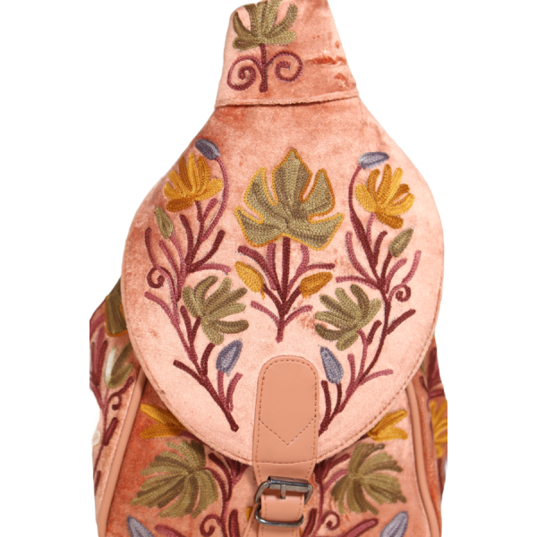 Beige Crewel Kashmiri Embroidery School Bags 