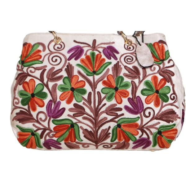 Vibrant Floral Kashmiri Embroidered Handbag