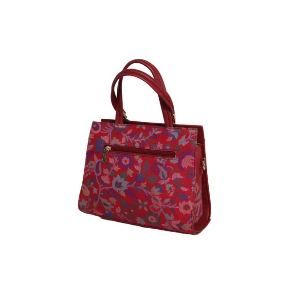 Vibrant Crimson Floral Tote Bag 