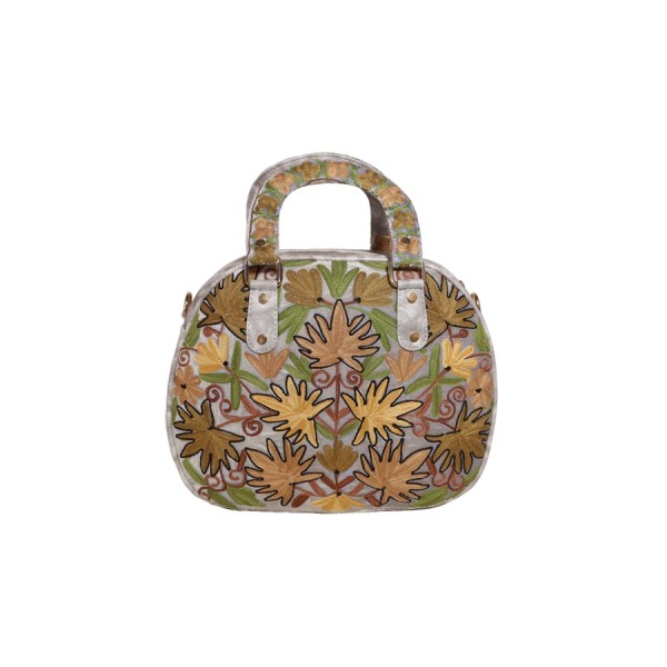 Artisan embroidered floral Blossom Satchel Bag