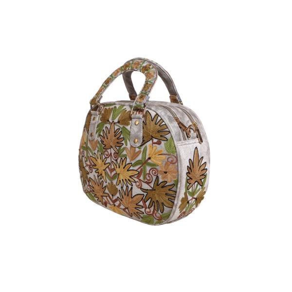 Artisan embroidered floral Blossom Satchel Bag