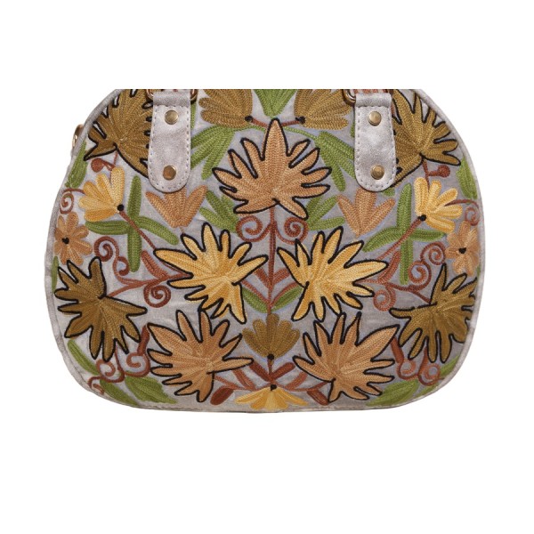 Artisan embroidered floral Blossom Satchel Bag