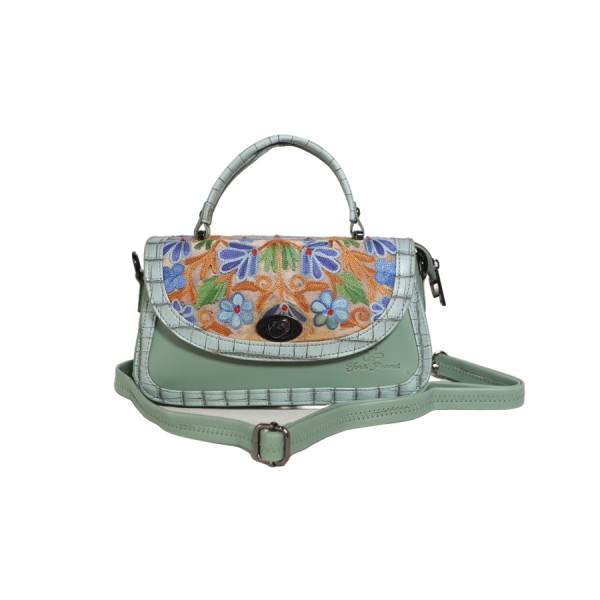 Embroidered floral flap Meadow Blossom Mini Satchel Bag