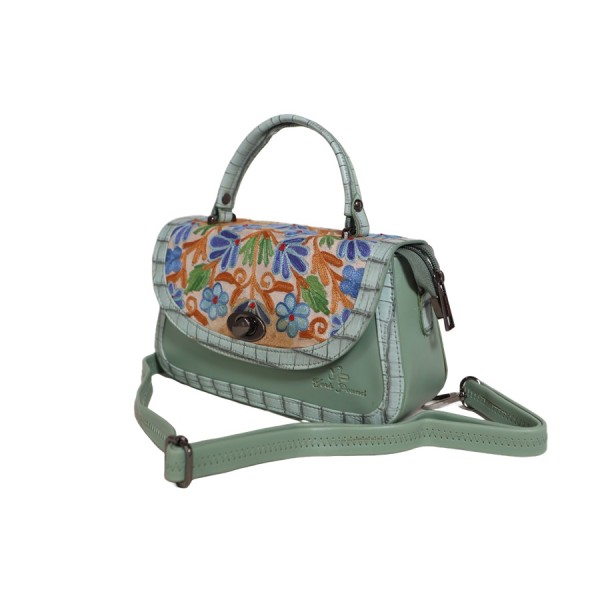 Embroidered floral flap Meadow Blossom Mini Satchel Bag