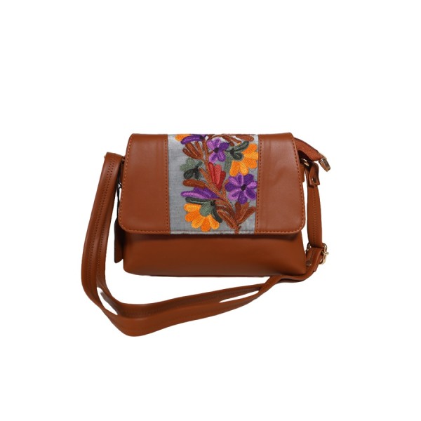 Vibrant floral embroidery Floral Harmony Crossbody Bag