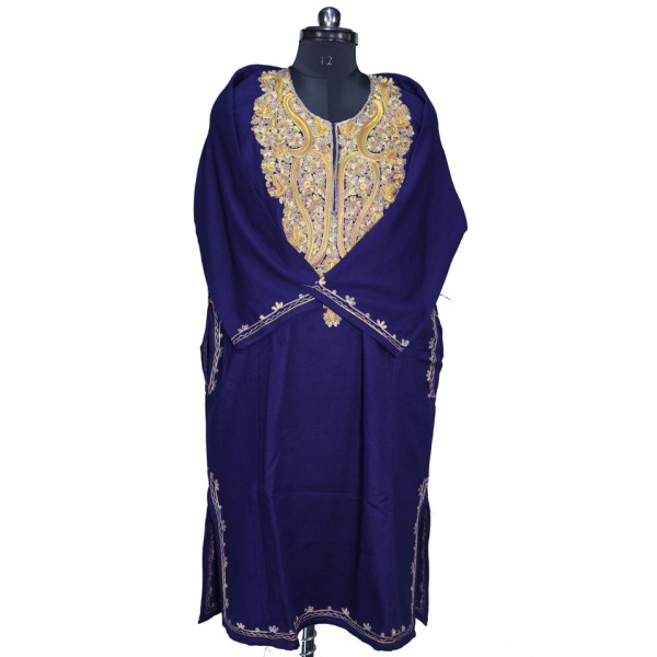 Deep purple  intricate floral embroidery Pheran