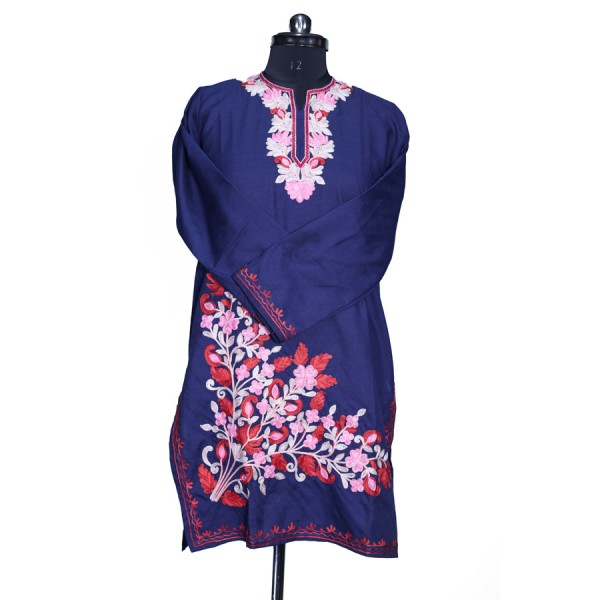 Kashmiri Embroidered Navy Blue Pheran