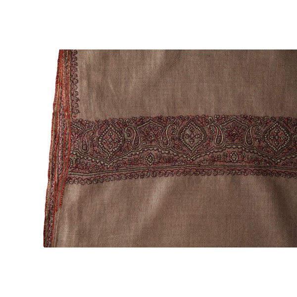 Brown Pashmina with Floral Kashmiri Embroidery shawl