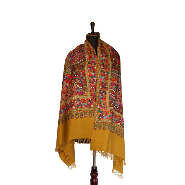 Hgh-quality wool| ensuring warmth and comfort | Embroidered Kashmiri Shawl