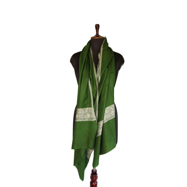 Luxurious green Kashmiri  intricate embroidery shawl