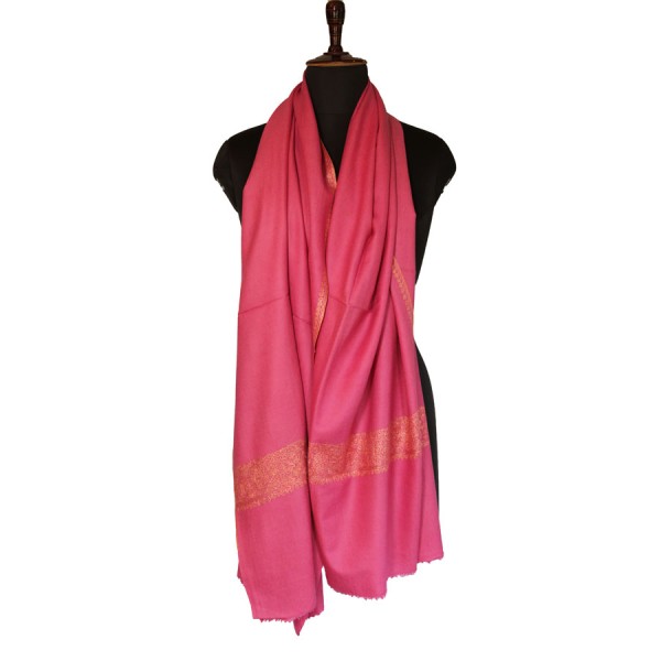 Gold-Embroidered Maroon Pashmina 