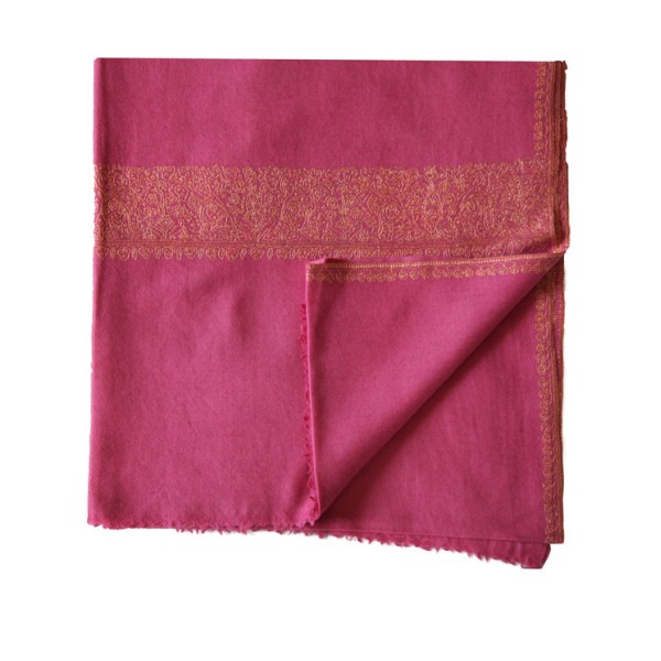 Gold-Embroidered Maroon Pashmina 