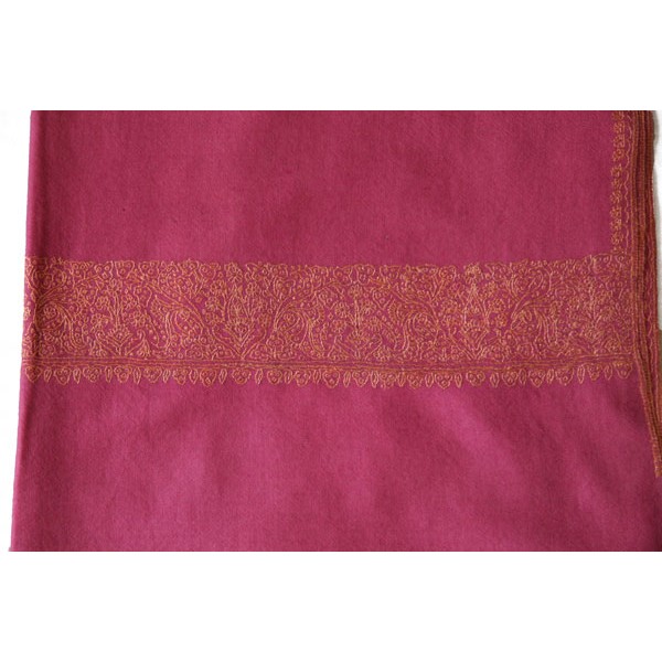 Gold-Embroidered Maroon Pashmina 