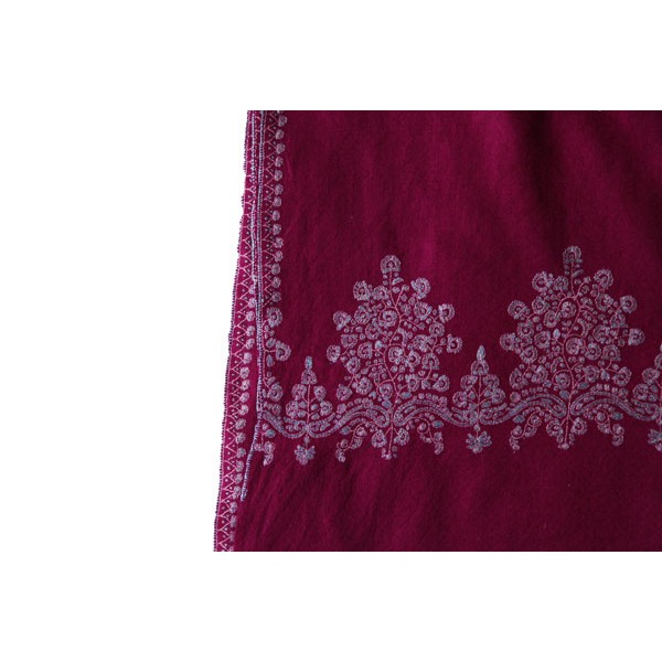 White-Embroidered Magenta Pashmina