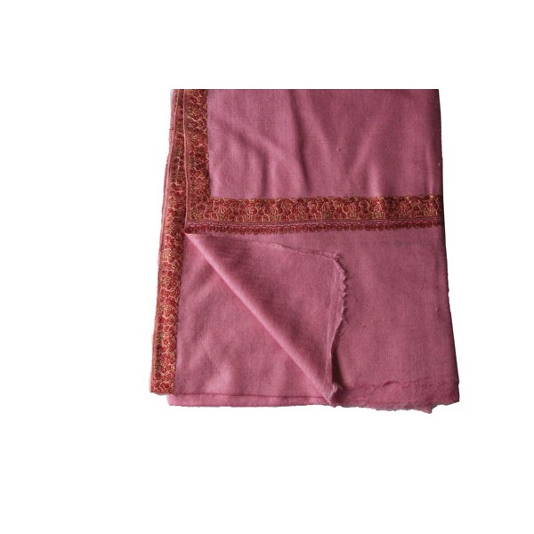 Soft Pink Pashmina with Floral Embroidery