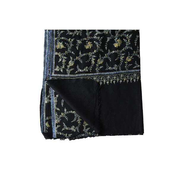 Black Pashmina with Floral Embroidery