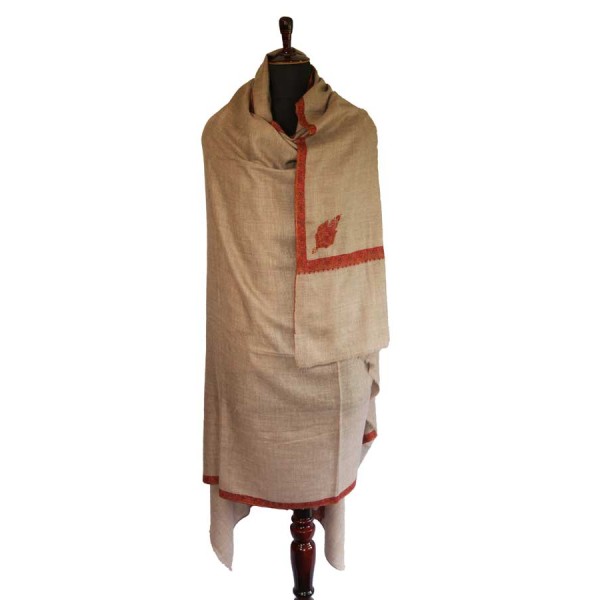 vibrant orange tones Earthy beige base Kashmiri Shawl