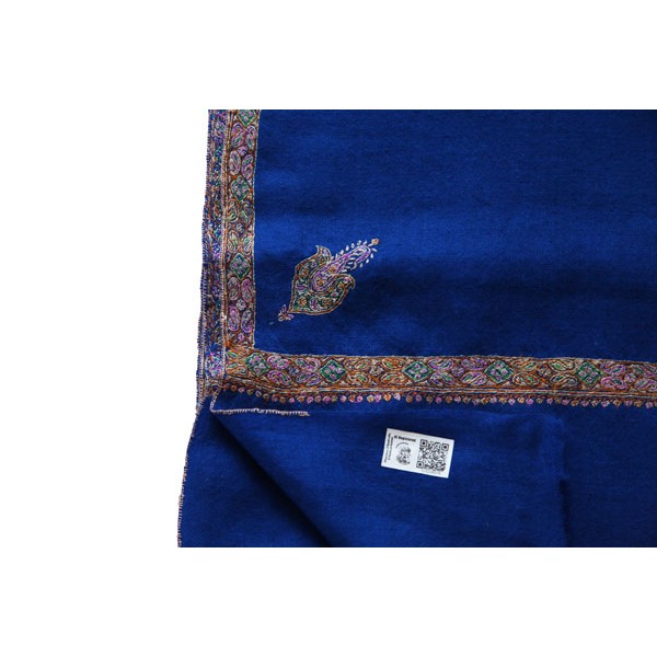 Sapphire blue base Kashmiri shawl