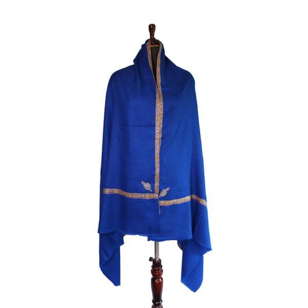 Sapphire blue base Kashmiri shawl