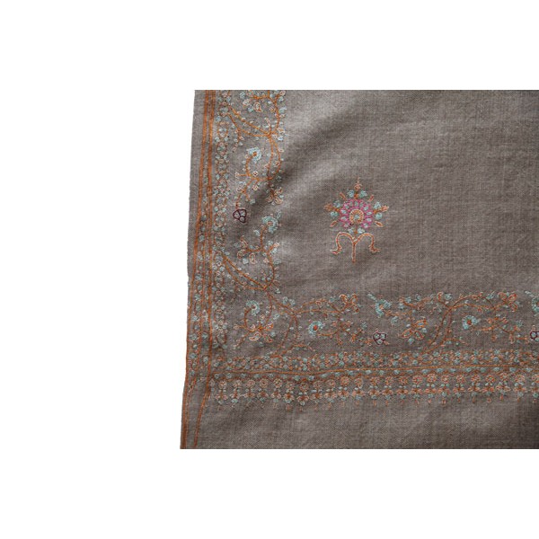 Beige Pashmina Shawl with Floral Embroidery