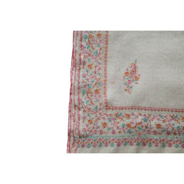 Ivory Pashmina Shawl with Floral Embroidery