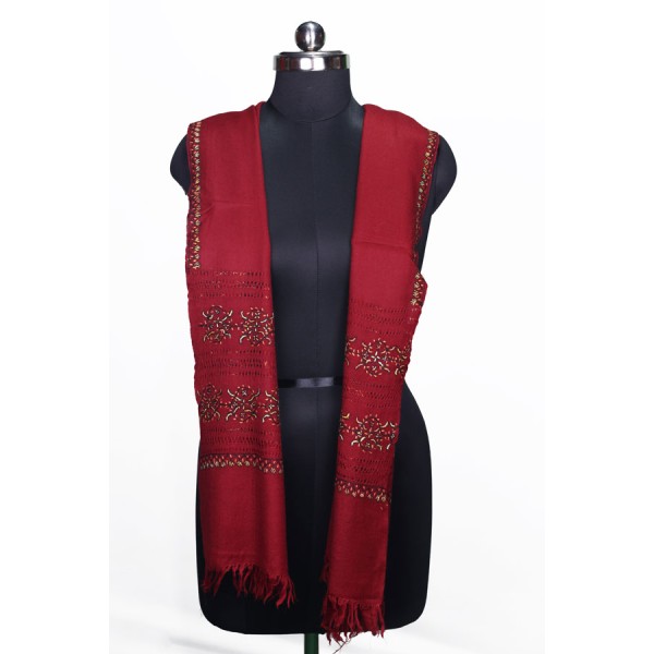 Deep Crimson Elegance Kashmiri Stole