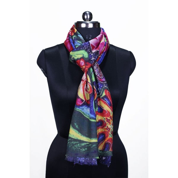 Eye-catching abstract patterns with a mix of colors Vibrant Abstract Print Stole 