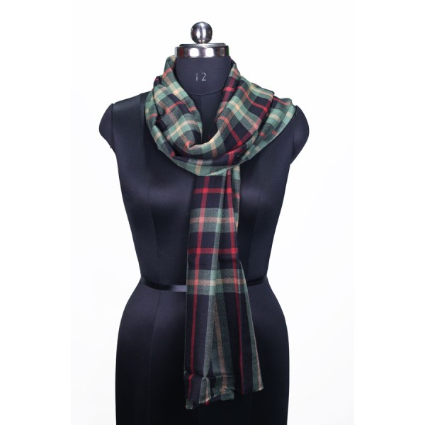 Classic Plaid blend of green, red, and black hues Stole