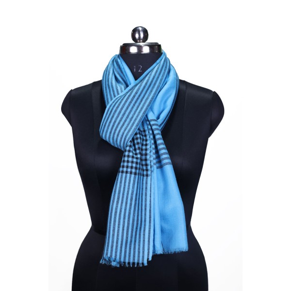  Blue and Black Checkered Striped Stoles