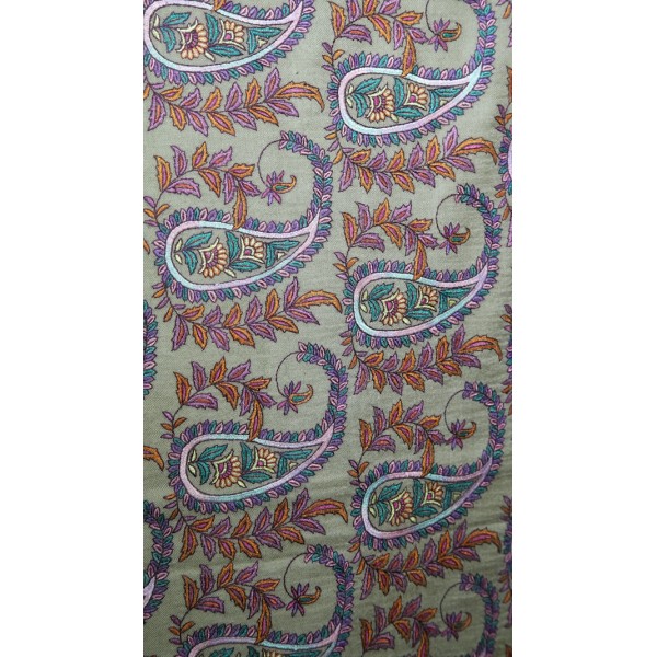 Beige base with vibrant multicolored paisleys Kashmiri Jamawar Pashmina Shawl