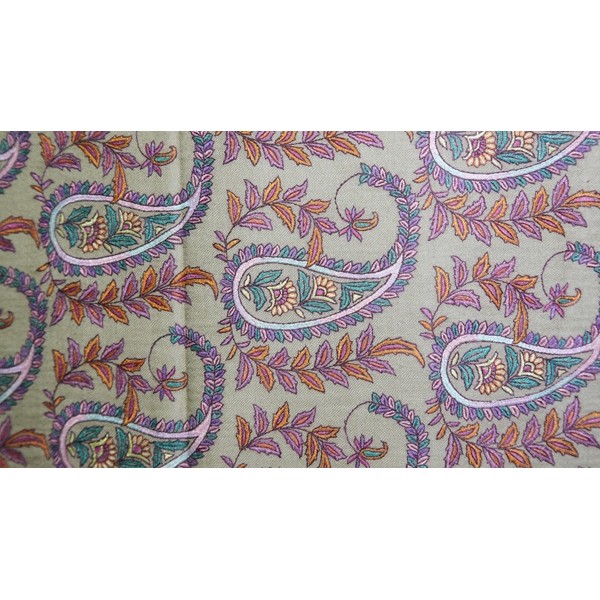 Beige base with vibrant multicolored paisleys Kashmiri Jamawar Pashmina Shawl