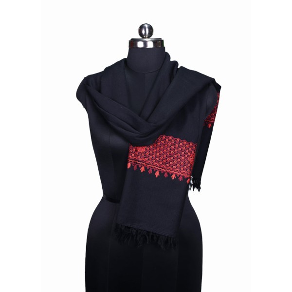 Ebony Elegance Embroidered Stole.