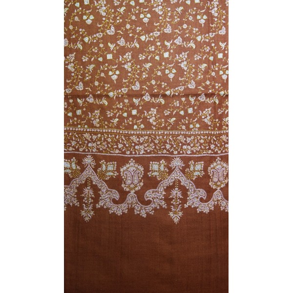 Rich Earthy Brown color Kashmiri Kani shawl 