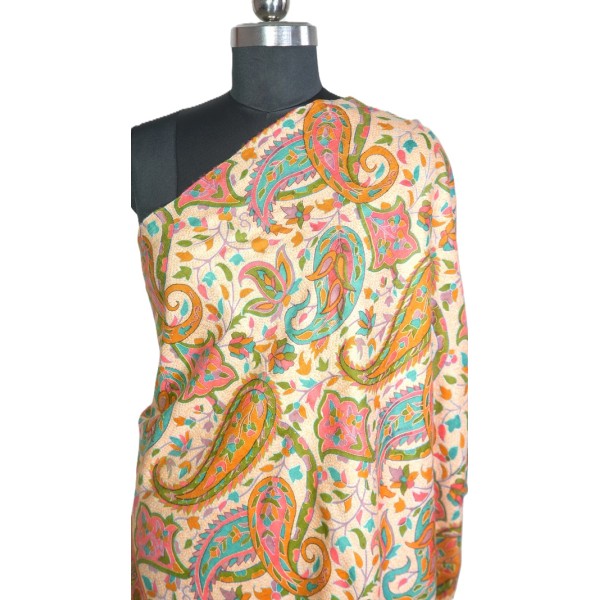 Multicolor Paisley and Floral Embroidered Shawl